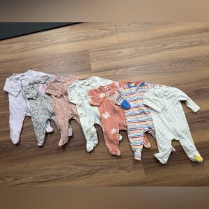 Baby Girl Sleeper Footie Pajamas - Set of 7